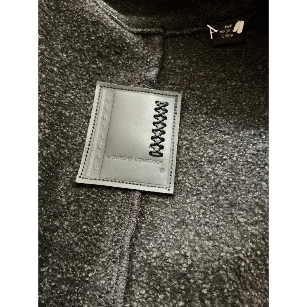 Robert Comstock Vertical Wool Blend Jacket Full‎ Zip Black/Dk Gray M Men Blanket
